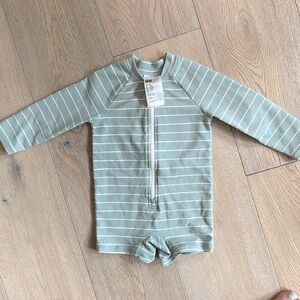 H&M one piece swim suit blue stripe